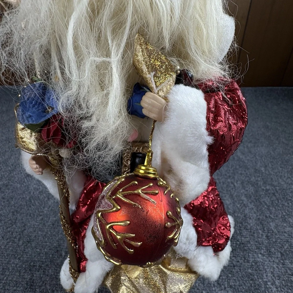 VTG Y2K Santa Claus Christmas‎ Figure or Tree Topper 12 Ornament Gold Staff 90s